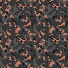 Camouflage pattern vector seamless dark background, modern trendy print