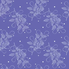 Printed roller blinds Very peri Very Peri pattern, seamless , white branch doodles. Vector illustration