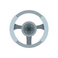 Unmanned car steering wheel icon flat isolated vector