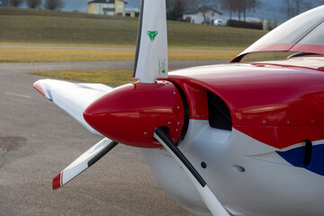 closeup of a rotor propeller of a Robin DR-400
