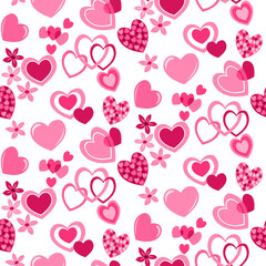 Cute heart shape design on pink color background. Valentin's Day Seamless Pattern.