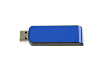 blue usb flash drive isolated on white background