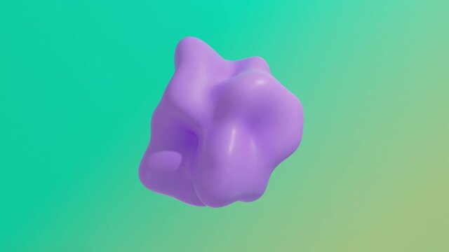 Morphing fluid 4K seamless loop animation. Amorphous shell object on soft light background