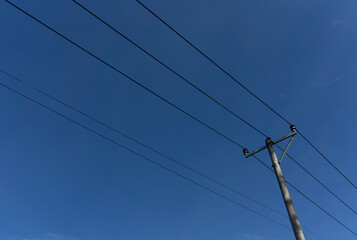 power lines on a sky