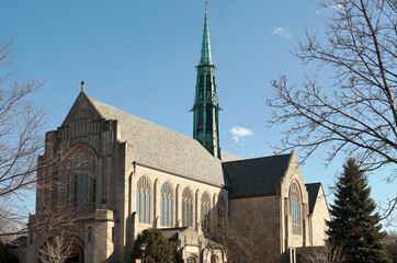 neogothic church and spire in saint paul minnesota