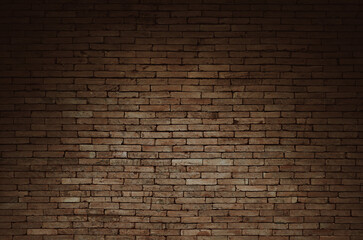 Fototapeta na wymiar Old brown brick wall with shadow texture can be use as background 