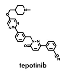 Fototapeta premium Tepotinib cancer drug molecule. Skeletal formula.