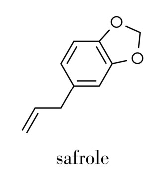 Safrole MDMA Precursor Molecule. Skeletal Formula.