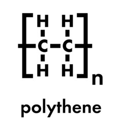 Polyethylene (PE, polythene, polyethene) plastic, chemical structure. Skeletal formula.
