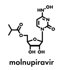 Molnupiravir antiviral drug molecule. Skeletal formula.