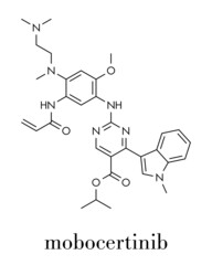 Mobocertinib cancer drug molecule. Skeletal formula.