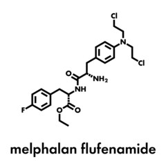 Fototapeta premium Melphalan flufenamide cancer drug molecule. Skeletal formula.