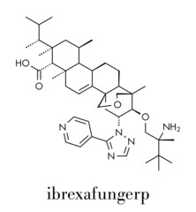 Ibrexafungerp antifungal drug molecule. Skeletal formula.