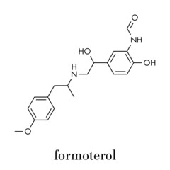 Formoterol drug molecule. Skeletal formula. - obrazy, fototapety, plakaty