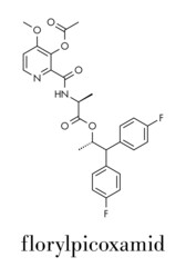 Florylpicoxamid fungicide molecule. Skeletal formula.