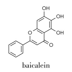Fototapeta premium Baicalein flavonoid molecule. Skeletal formula.