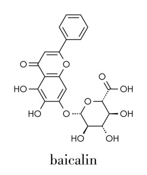 Baicalin flavonoid molecule. Skeletal formula.
