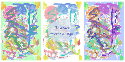 Abstract vector design for greeting card background, advertising flyer. Hand-drawn with a brush and paints template for a holiday or sale. A set of chaotic backgrounds.