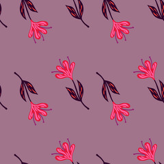 Fototapeta na wymiar Flower cute seamless pattern. Hand drawn field background.