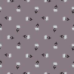 Dandelion cute seamless pattern. Hand drawn meadow background.