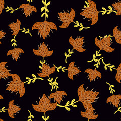 Lily abstract seamless pattern. Hand drawn flower background.