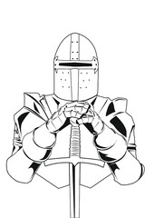 Coloring knights medieval time armor, medieval coloring book kids easy and simple