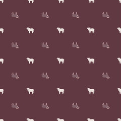 Seamless pattern of bull. Domestic animals on colorful background. Vector illustration for textile.