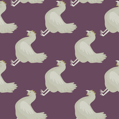 Seamless pattern of hen. Domestic animals on colorful background. Vector illustration for textile.