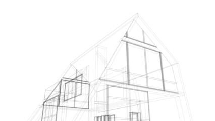 Fototapeta premium House architecture sketch vector 3d illustration