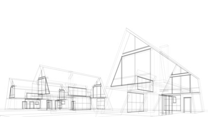 House architecture sketch vector 3d illustration