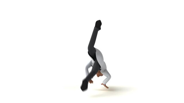Fun 3D cartoon doctor doing breakdance