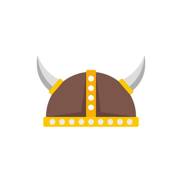 Swedish viking helmet icon flat isolated vector