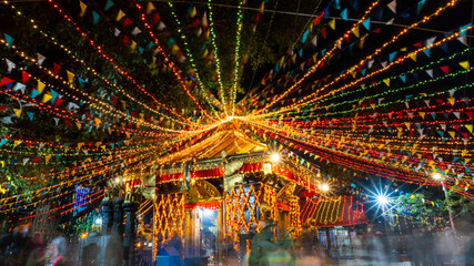 Pagoda style Maitidevi Temple, located in Kathmandu, Nepal , on the ocassion of Tihar, long exposure shots, night photography