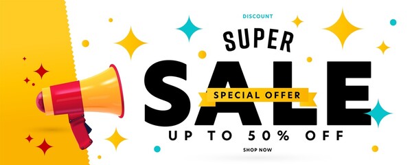 Super sale special offer announcement banner template
