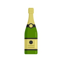 French champagne bottle icon flat isolated vector