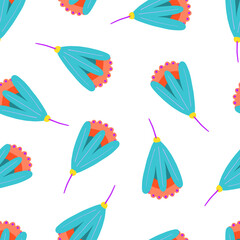 Abstract floral seamless pattern. Modern and contemporary flowers and plants vector illustration.  Social media posts, fabric, and fashion, gift and wrapping paper, card design, etc. 2022 Colors