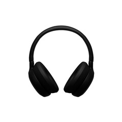3D Rendering Black headphones on white background.