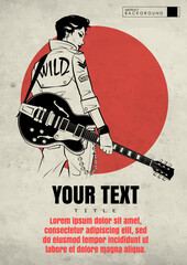 Hard Rock Festival Poster. Rocker Girl in a Leather Biker Jacket.