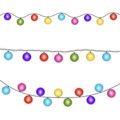 Set of colorful christmas bulbs. Garland. Vector illustration.
