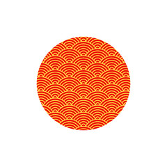 Vector of Gold and Red Chinese Wave Pattern in circle.