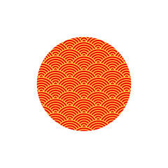 Vector of Gold and Red Chinese Wave Pattern in circle.