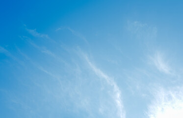 Beautiful sky. Nature background. The blue sky with white cloud. Beautiful sky with fluffy cloud.