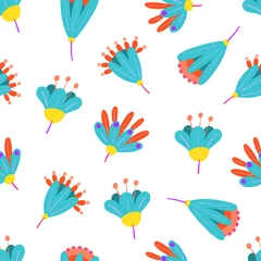 Deurstickers Vlinders Abstract bloemen naadloos patroon. Moderne en hedendaagse bloemen en planten vector illustratie. Posts op sociale media, stof en mode, cadeau- en inpakpapier, kaartontwerp, enz. 2022 Kleuren