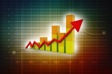 3d rendering business graph and documents. Stock market chart. Business graph background, Financial Background