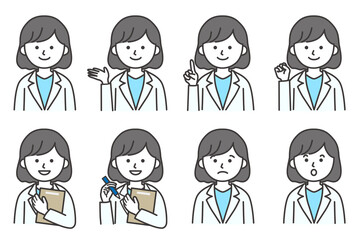 女性 医療 白衣 医者 科学 薬局 人物 イラスト ベクター AI 素材