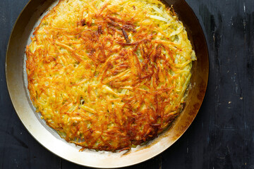 golden swiss rosti fried potato pancake