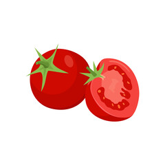 Flat vector of cherry tomato isolated on white background. Flat illustration graphic icon