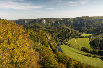 Blick ins Obere Donautal, Naturpark Obere Donau, Schwäbische Alb, Baden-Württemberg, Deutschland