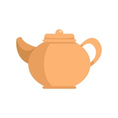 Ceramic tea pot icon flat isolated vector