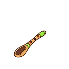 doodle style kitchenware. hand drawn spoone with cherry ornament